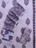 Hand Block Printed Cotton Schiffli Suit with Kota Doria Dupatta