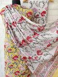 Hand Block Printed Unstitched Cotton Suit with Mulmul Dupatta