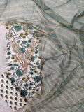 (SALE) JAIPURI PRINTED GOTA PATTI NECK WORK SUITS WITH LEHRIYA KOTA DORIA DUPATTA