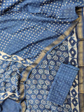 (SALE)!HAND BLOCK PRINTED MAHESHWARI SILK SUIT WITH MAHESHWARI SILK DUPATTA