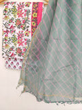(SALE) BLOCK PRINTED COTTON SUIT WITH LEHRIYA KOTA DORIA DUPATTA