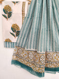 Hand Block Printed Cotton Suit With Mulmul Cotton Dupatta