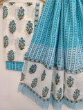 Hand Block Printed Cotton Suit With Mulmul Cotton Dupatta