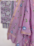 (SALE) Hand Block Printed Cotton Suit with Chanderi Dupatta