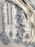 Exclusive Unstitched Cotton Suit with Mulmul Embroidery Dupatta