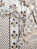 PANEL Hand Block Printed Cotton Suit with Mul Chanderi Dupatta