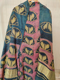 (NASHPAL) Hand Block Printed Modal Silk TOP with Modal Silk Lagdi Patta Dupatta (NO BOTTOM)