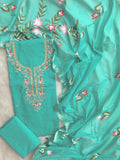 COTTON CHANDERI GOTA PATTI SUIT WITH BRUSH PAINTED COTTON CHANDERI DUPATTA