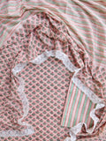 Hand Block Printed Cotton Suit With Lace Work Mulmul Dupatta