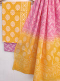 Hand Block Printed Cotton Suit With Mulmul Cotton Dupatta