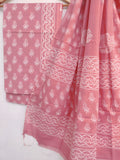 Hand Block Printed Cotton Suit With Mulmul Cotton Dupatta