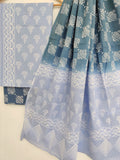 Hand Block Printed Cotton Suit With Mulmul Cotton Dupatta