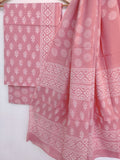 Hand Block Printed Cotton Suit With Mulmul Cotton Dupatta