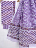 Hand Block Printed Cotton Suit With Mulmul Cotton Dupatta