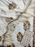 Hand Block Printed Cotton Schiffli Suit with Mulmul Embroidery Dupatta