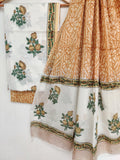Hand Block Printed Cotton Suit With Mulmul Cotton Dupatta