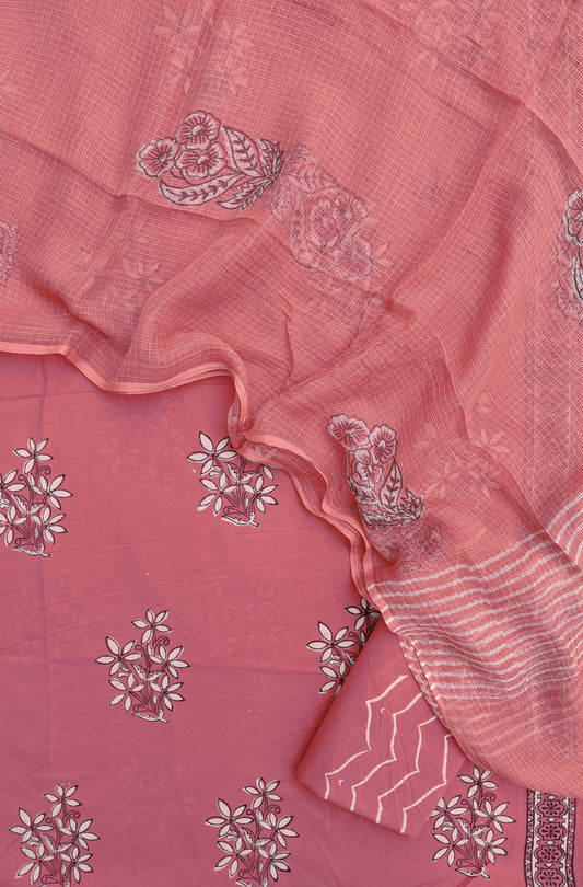 BOOTA Hand Block Printed Cotton Suit with Cotton Kota Doria dupatta