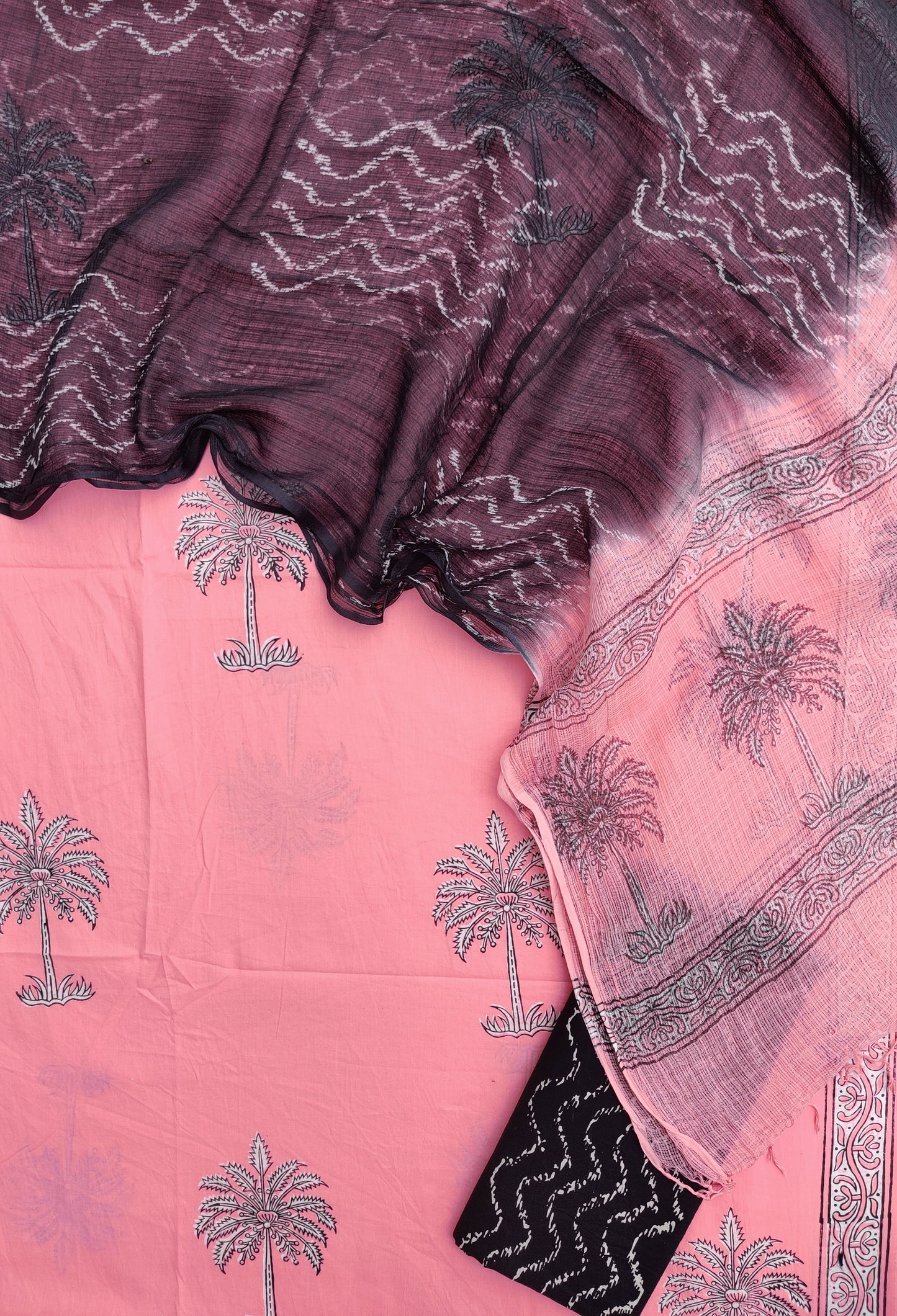 BOOTA Hand Block Printed Cotton Suit with Cotton Kota Doria dupatta