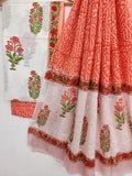 Hand Block Printed Cotton Suit With Mulmul Cotton Dupatta