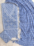 TEEJ SPECIAL           LEHRIYA PRINTED COTTON NECK WORK SUIT WITH BANDHEJ CHIFFON DUPATTA