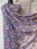 Hand Block Printed Cotton Suit With Mulmul Cotton Dupatta