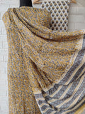 Hand Block Printed Cotton Suit With Mulmul Cotton Dupatta