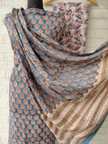 Hand Block Printed Cotton Suit With Mulmul Cotton Dupatta