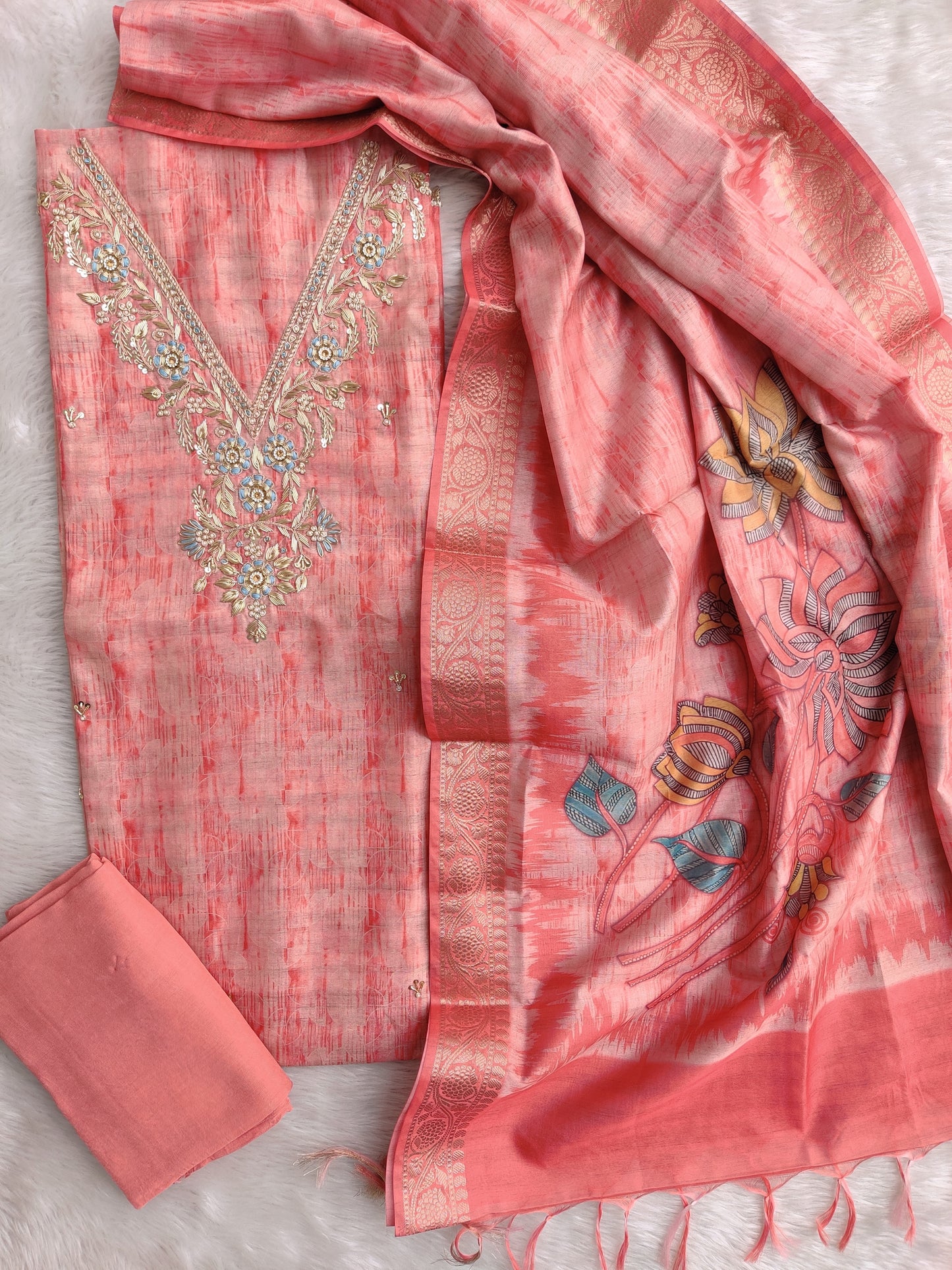 NEW LAUNCH              CHANDERI SILK GOTA PATTI SUIT WITH CHANDERI DIGITAL PRINTED DUPATTA