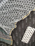 Handloom Weave Ikat Suit with Kota Doria Dupatta