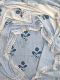 Hand Block Printed Cotton Suit With Lace Work Mulmul Dupatta