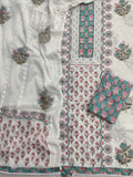 Exclusive Unstitched Cotton Suit with Mulmul Embroidery Dupatta