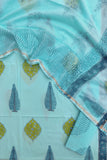 Hand Block Printed Cotton Suit with Cotton Kota Doria dupatta