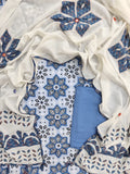 AJRAKH Hand Block Printed Cotton Suit with Applique Cotton Dupatta