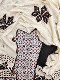 AJRAKH Hand Block Printed Cotton Suit with Applique Cotton Dupattta