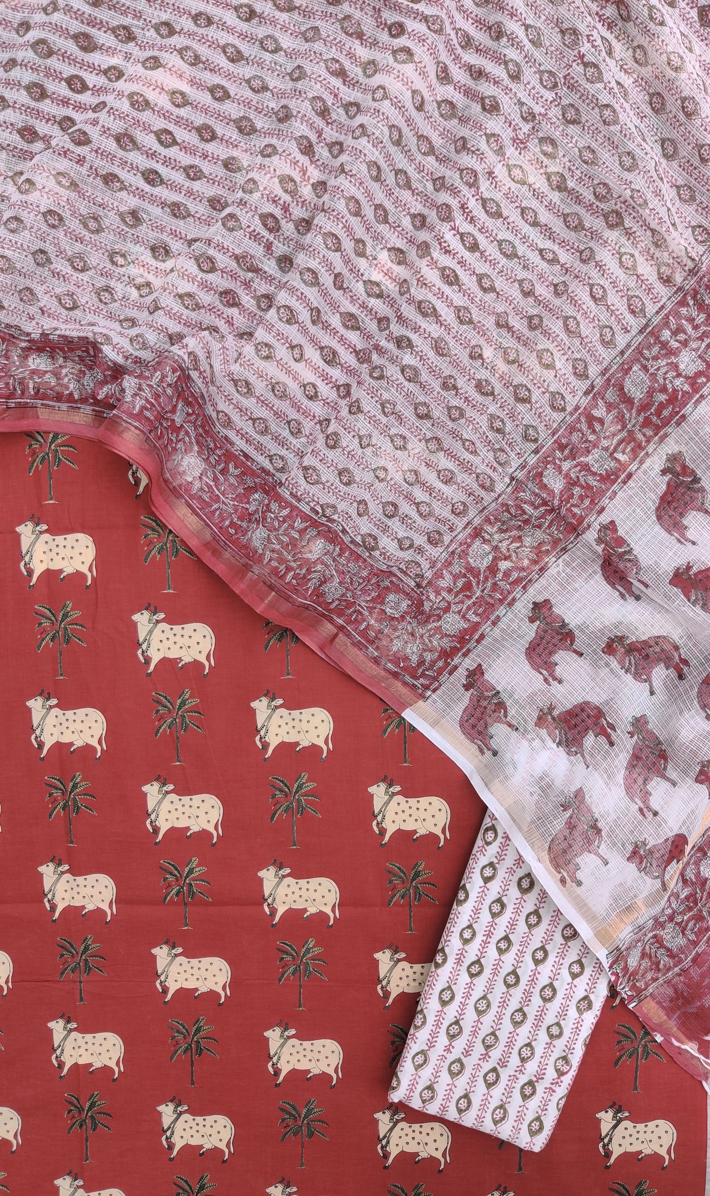 PICHWAI PRINTED COTTON SUIT WITH KOTA DORIA DUPATTA