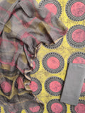 NASHPAL POMEGRANATE DYE COTTON SUIT WITH KOTA DORIA DUPATTA