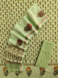 Hand Block Printed Cotton Schiffli Suit with Kota Doria Dupatta