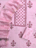 Hand Block Printed Cotton Schiffli Suit with Kota Doria Dupatta
