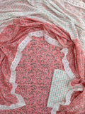 Hand Block Printed Cotton Suit With Lace Work Mulmul Dupatta