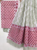 Hand Block Printed Cotton Suit With Mulmul Cotton Dupatta