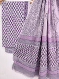 Hand Block Printed Cotton Suit With Mulmul Cotton Dupatta