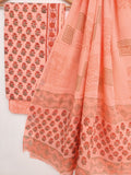 Hand Block Printed Cotton Suit With Mulmul Cotton Dupatta