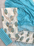 FLORAL PRINTED COTTON GOTA PATTI SUIT WITH COTTON DUPATTA