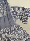 BATIK PRINTED COTTON SUIT WITH PURE CHIFFON DUPATTA