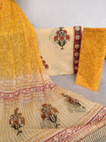 HAND BLOCK PRINTED COTTON SUIT WITH PURE CHIFFON DUPATTA