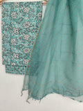 BLOCK PRINTED COTTON SUIT WITH LEHRIYA KOTA DORIA DUPATTA