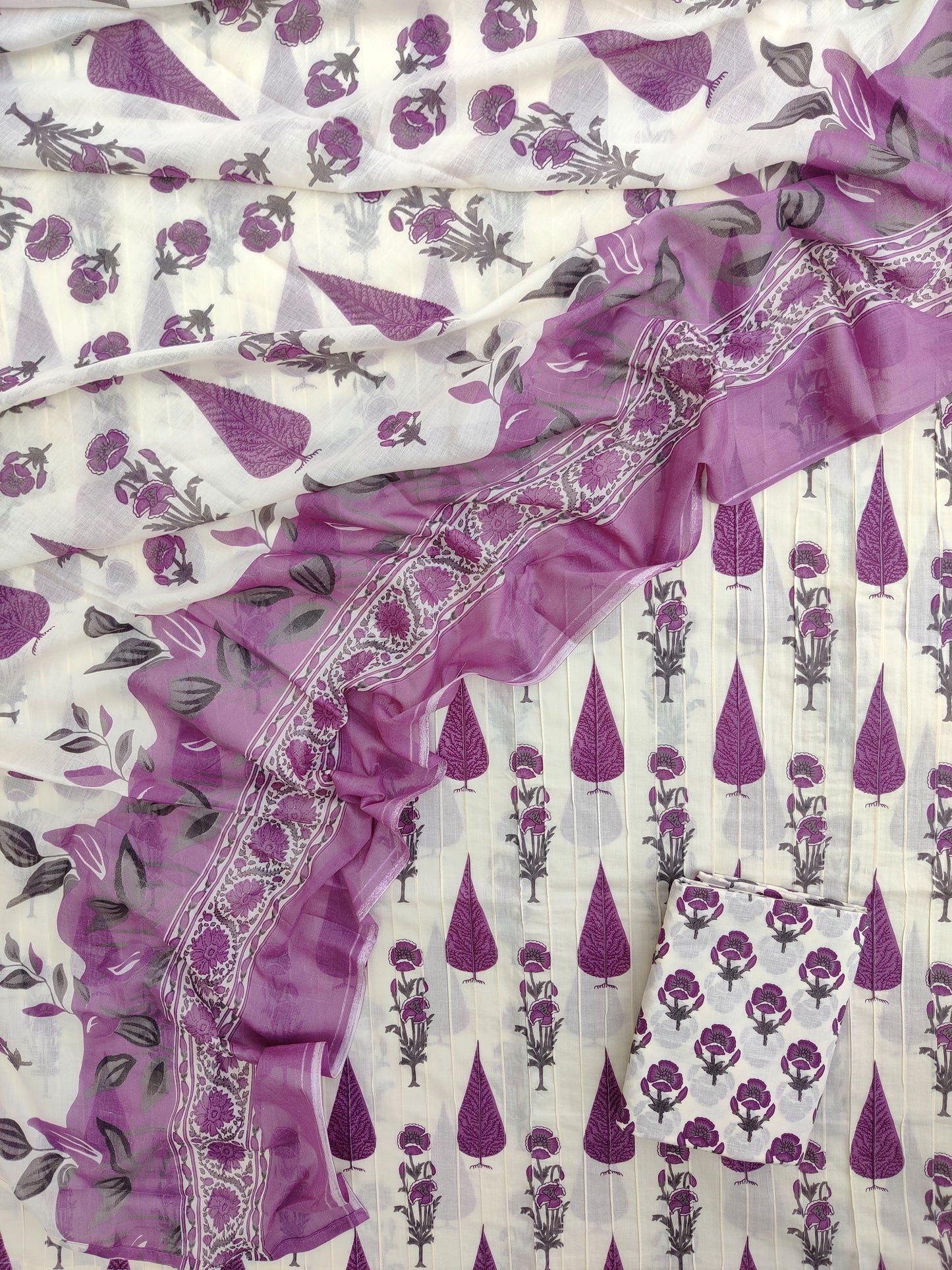 Jaipuri Printed *PINTEX* Cotton Suit With Mulmul Cotton Dupatta