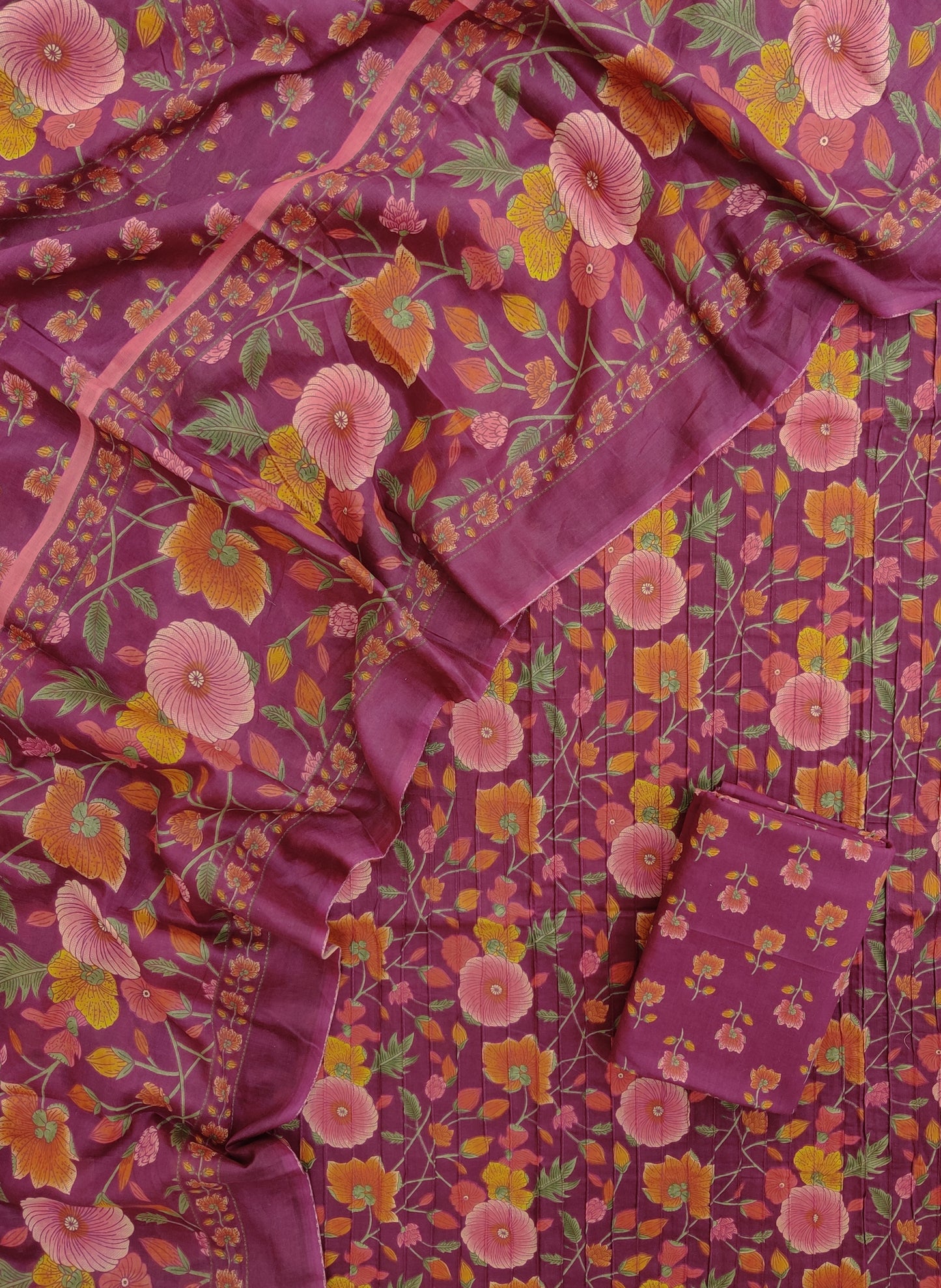 Jaipuri Printed *PINTEX* Cotton Suit With Mulmul Cotton Dupatta
