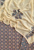 AJRAKH Printed Cotton Suit with Applique Work Kota Doria Dupatta