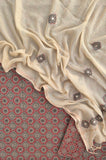 AJRAKH Printed Cotton Suit with Applique Work Kota Doria Dupatta